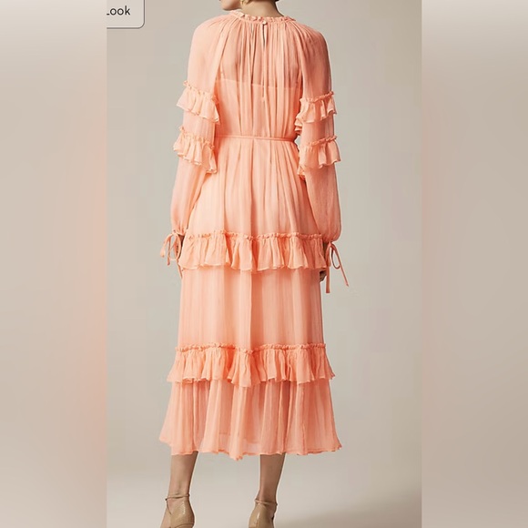 J. Crew tiered ruffle Orange Maxi dress - Picture 3 of 13